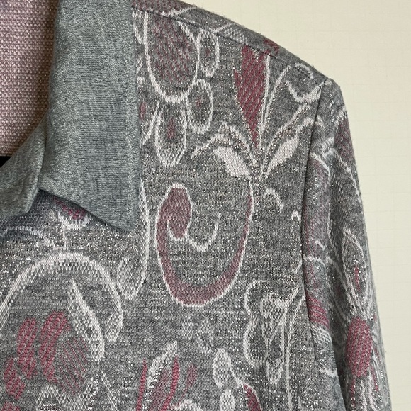 VTG 90s Draper’s & Damon’s Size PS Pink & Gray Floral Cardigan Sweater - Picture 5 of 7